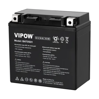 Vipow BAT0501 Motocyklový akumulátor typ MC 12 V, 14 Ah