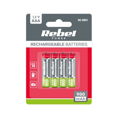 Rebel BAT2013 Nabíjateľné batérie AAA, 900 mAh Ni-MH 1,2 V, 4 ks (R3)