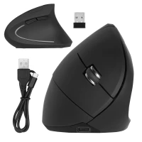 Rebel KOM1035 Ergonomická vertikálna bezdrôtová myš, čierna