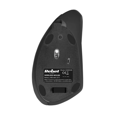 Rebel KOM1035 Ergonomická vertikálna bezdrôtová myš, čierna