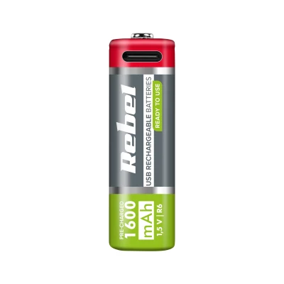 Rebel BAT2014 AA Dobíjecí baterie 1600 mAh Li-ion 1,5 V, 2 ks, USB-C
