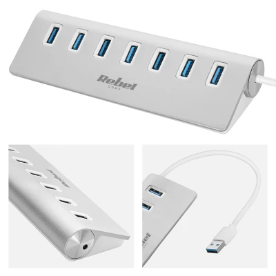 Rebel KOM1091 USB rozbočovač, USB 3.0, 7 portů