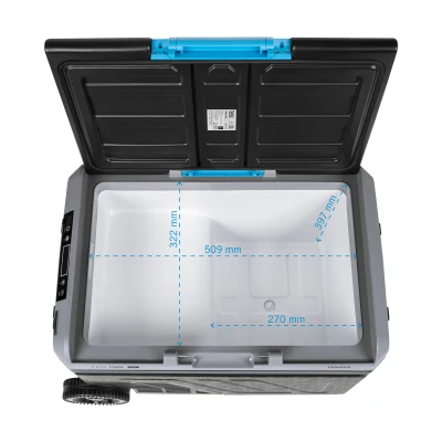 Teesa TSA6005 Prenosná kompresorová chladnička s mrazničkou, objem 50 l, 12/24 V DC a 230 V AC, Bluetooth
