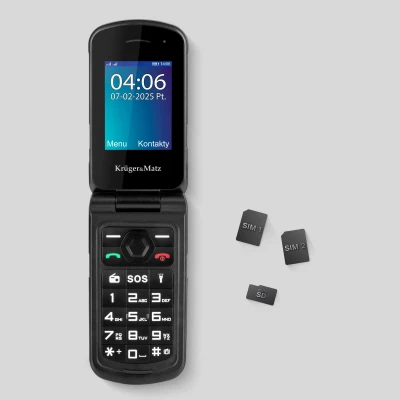 Kruger&Matz KM0466 Mobilný telefón Iron 5, Dual SIM, Bluetooth, 4G, čierny