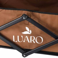 LUARO KX2812 Skladací plážový vozík 2 v 1 so stolíkom a strieškou, hnedý