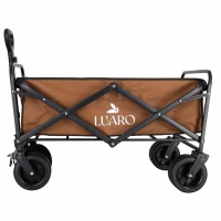 LUARO KX2812 Skladací plážový vozík 2 v 1 so stolíkom a strieškou, hnedý