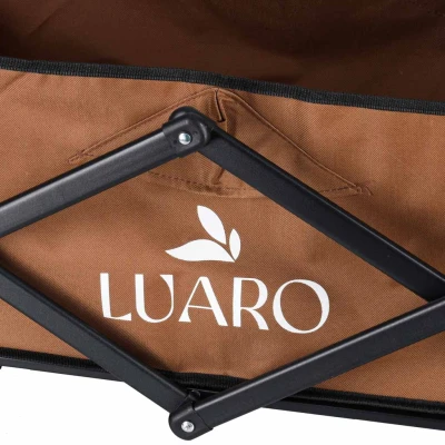 LUARO KX2812 Skladací plážový vozík 2 v 1 so stolíkom a strieškou, hnedý