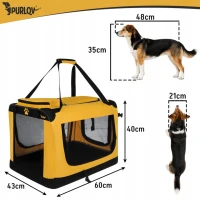 Purlov 27480 Prepravná taška pre zvieratá 60 x 42 x 44 cm, do 25 kg, čierno-žltá
