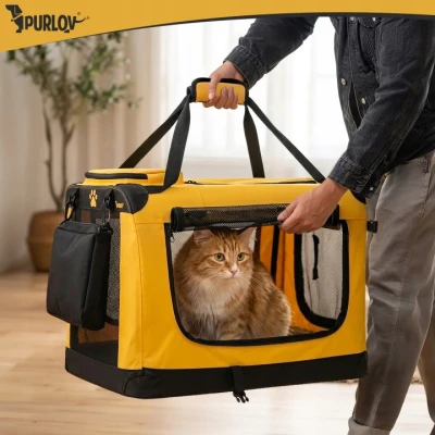 Purlov 27480 Prepravná taška pre zvieratá 60 x 42 x 44 cm, do 25 kg, čierno-žltá