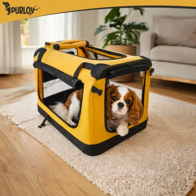 Purlov 27480 Prepravná taška pre zvieratá 60 x 42 x 44 cm, do 25 kg, čierno-žltá