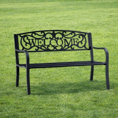 LEAN 29322 Kovová zahradní lavice 127 × 61 × 87 cm, černá
