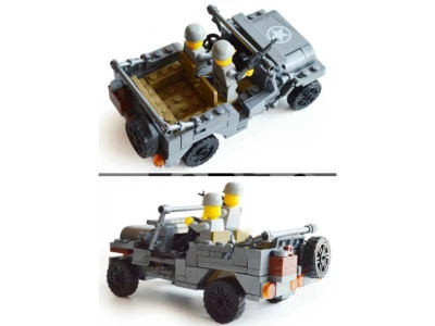 ICOM Blocki Stavebnice americký vojenský jeep Willys MB WW2 + 2 minifigurky 199 dílů