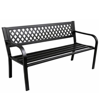LEAN 29325 Kovová záhradná lavica 120 × 49 × 76 cm, čierna