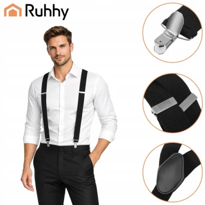 Ruhhy 27645 Pánské kšandy elastické, šířka 3,5 cm, délka 75 - 115 cm, černé