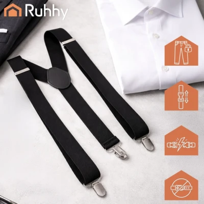 Ruhhy 27645 Pánské kšandy elastické, šířka 3,5 cm, délka 75 - 115 cm, černé