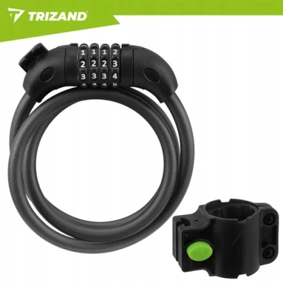 Trizand 27338 Zámek na kolo s číselným kódem 120 cm, černý