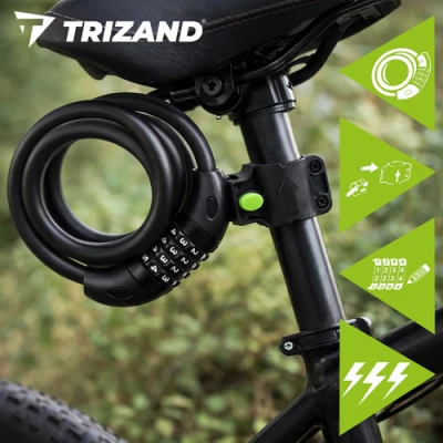 Trizand 27338 Zámek na kolo s číselným kódem 120 cm, černý
