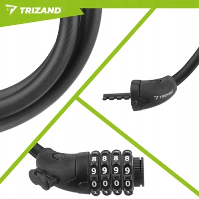 Trizand 27338 Zámek na kolo s číselným kódem 120 cm, černý