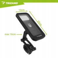 Trizand 27618 Držák telefonu na kolo, voděodolný, 360°, černý