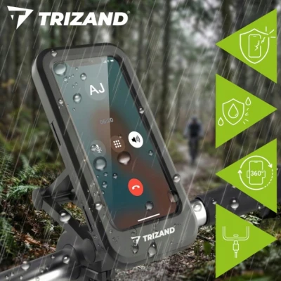 Trizand 27618 Držák telefonu na kolo, voděodolný, 360°, černý