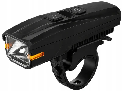Verk 14634 LED přední světlo na kolo s klaksonem, 5 režimů svícení, USB C, černé