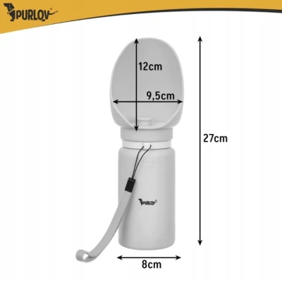 Purlov 27234 Láhev pro psy skládací 550 ml, šedá