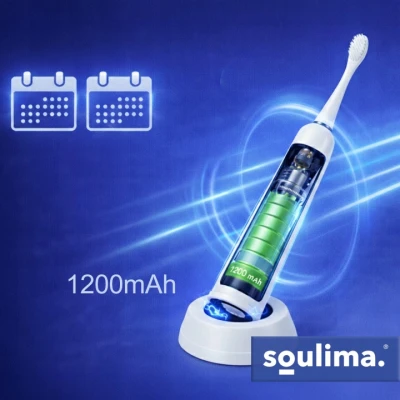 Soulima 26850 Sonický zubní kartáček + 6 hlavic, 90 000 ot./min, bílý