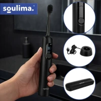 Soulima 26851 Sonický zubní kartáček + 6 hlavic, 90 000 ot./min, černý