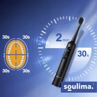 Soulima 26851 Sonický zubní kartáček + 6 hlavic, 90 000 ot./min, černý