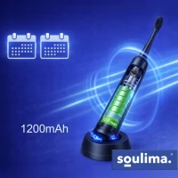 Soulima 26851 Sonický zubní kartáček + 6 hlavic, 90 000 ot./min, černý