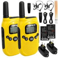 Verk 14680 Vysielačky Baofeng BF-T6, dosah až 2 km, svietidlo, 1500 mAh, sada 2 ks, žlté