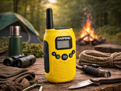 Verk 14680 Vysielačky Baofeng BF-T6, dosah až 2 km, svietidlo, 1500 mAh, sada 2 ks, žlté