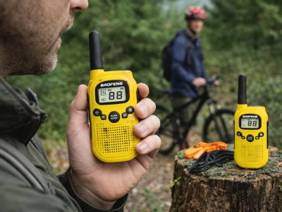 Verk 14680 Vysielačky Baofeng BF-T6, dosah až 2 km, svietidlo, 1500 mAh, sada 2 ks, žlté