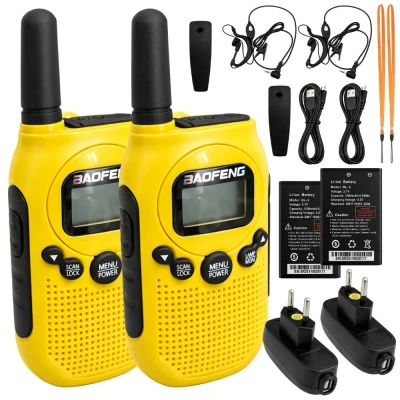 Verk 14680 Vysielačky Baofeng BF-T6, dosah až 2 km, svietidlo, 1500 mAh, sada 2 ks, žlté