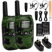 Verk 14680 Vysielačky Baofeng BF-T6, dosah až 2 km, svietidlo, 1500 mAh, sada 2 ks, zelené
