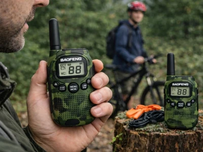 Verk 14680 Vysielačky Baofeng BF-T6, dosah až 2 km, svietidlo, 1500 mAh, sada 2 ks, zelené