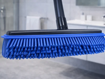 Verk 27408 Silikonový gumový kartáč s kovovou rukojetí 120 cm, černomodrý