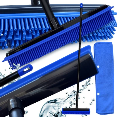 Verk 27408 Silikonový gumový kartáč s kovovou rukojetí 120 cm, černomodrý