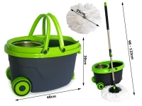 Verk 27774 Rotační mop 360°, kbelík na kolečkách, 2x potah z mikrovlákna, černozelený