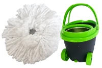 Verk 27774 Rotační mop 360°, kbelík na kolečkách, 2x potah z mikrovlákna, černozelený