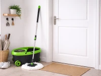 Verk 27774 Rotační mop 360°, kbelík na kolečkách, 2x potah z mikrovlákna, černozelený