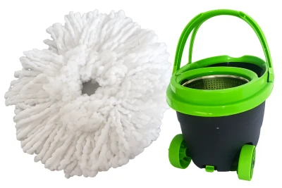 Verk 27774 Rotační mop 360°, kbelík na kolečkách, 2x potah z mikrovlákna, černozelený