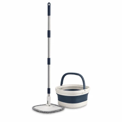 Verk 27775 Rotačný plochý mop 360°, skladací vedro, 2x mikrovláknový návlek, bielo-modrý