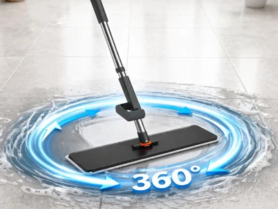 Verk 27773 Plochý mop se ždímacím mechanismem, otočný o 360°, černý