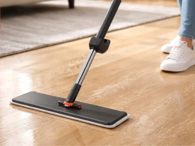 Verk 27773 Plochý mop se ždímacím mechanismem, otočný o 360°, černý