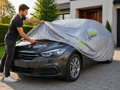 Verk 10169 Ochranná plachta na auto, vel. XXL, 146 x 500 x 110 cm, stříbrná