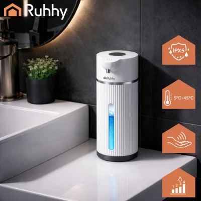 Ruhhy 27653 Bezdotykový dávkovač mydla 420 ml, LED, USB-C, biely