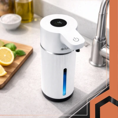 Ruhhy 27653 Bezdotykový dávkovač mydla 420 ml, LED, USB-C, biely