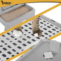 Purlov 27755 Uzavřená kočičí toaleta s dvířky a lopatkou 50 x 36 x 38 cm, šedá