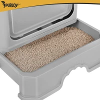 Purlov 27755 Uzavřená kočičí toaleta s dvířky a lopatkou 50 x 36 x 38 cm, šedá